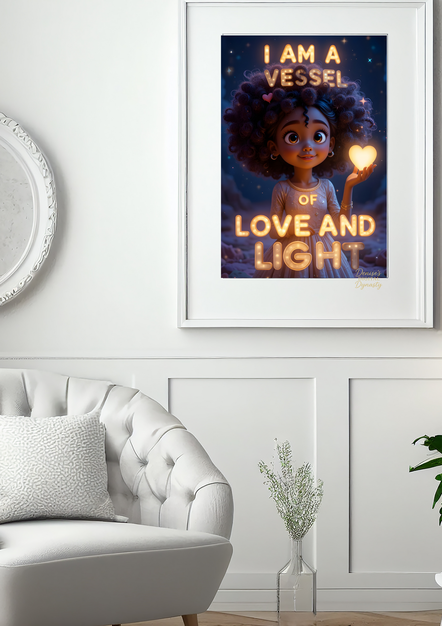 Children’s affirmation wall art bundle – I Am A Vessel Of Love and Light – 3 printable sizes for kids room