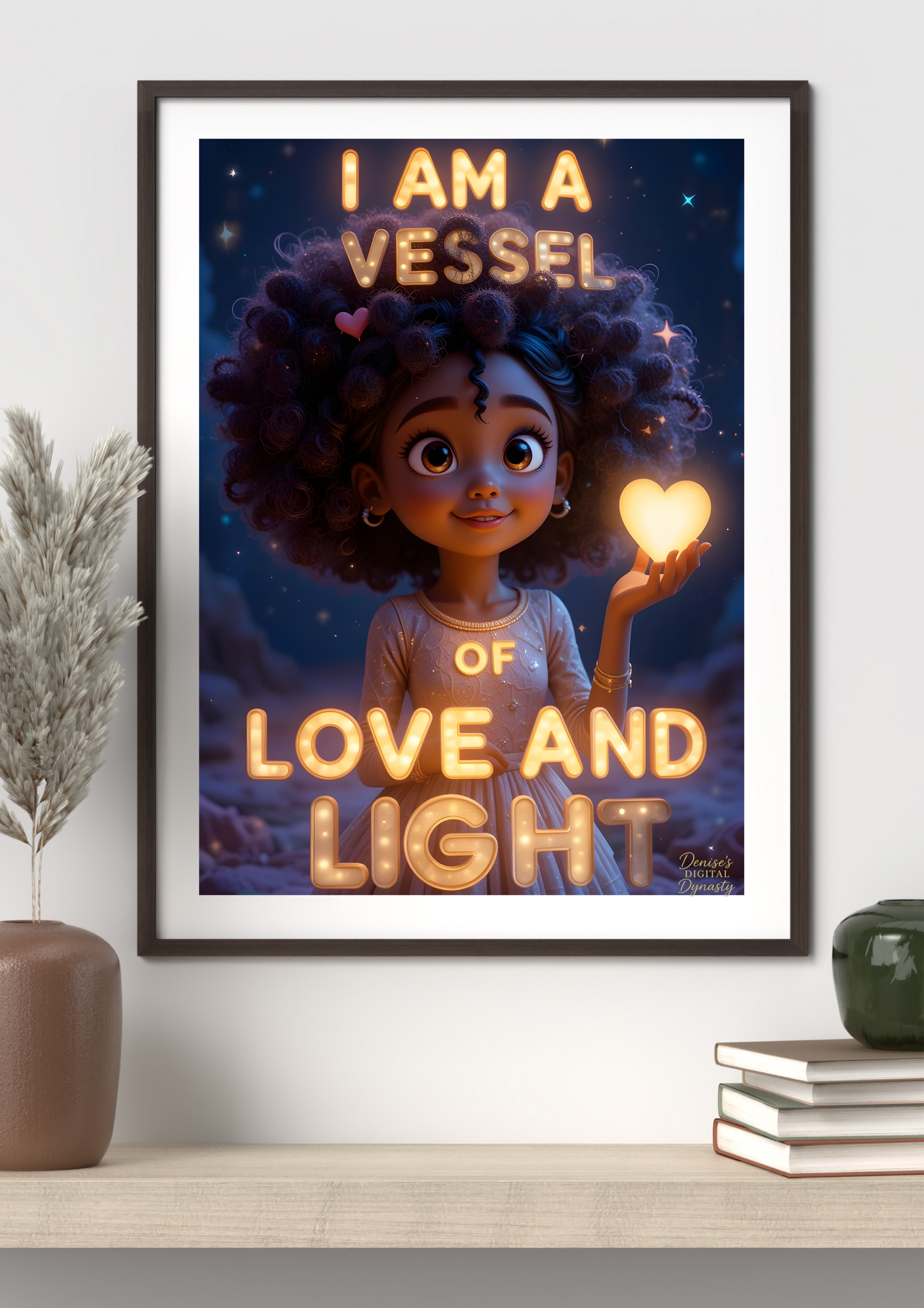 Children’s affirmation wall art bundle – I Am A Vessel Of Love and Light – 3 printable sizes for kids room