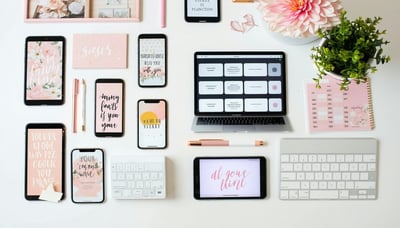 A selection of digital vision boards, affirmation cards, and planners displayed on electronic devices. A selection of digital vision boards, affirmation cards, and planners displayed on electronic devices.