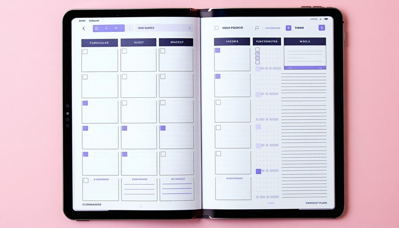 Digital planner open on a tablet